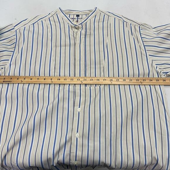 Tommy Hilfiger stripped collarless button up Long Sleeve men's shirt size XL - Picture 11 of 12